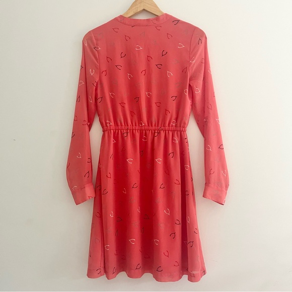 Modcloth Women’s Coral Wishbone Dress Chiffon Convertible Sleeve Pockets Size S - Picture 8 of 12